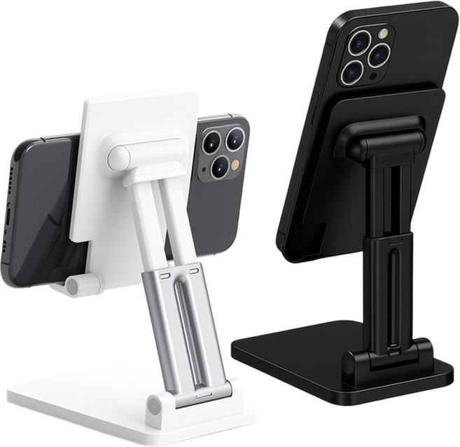 비블럭 1+1 접이식 탁상용 스마트폰 거치대 핸드폰 휴대폰, (화이트+블랙), 스마트폰 거치대(1+1), 1개
