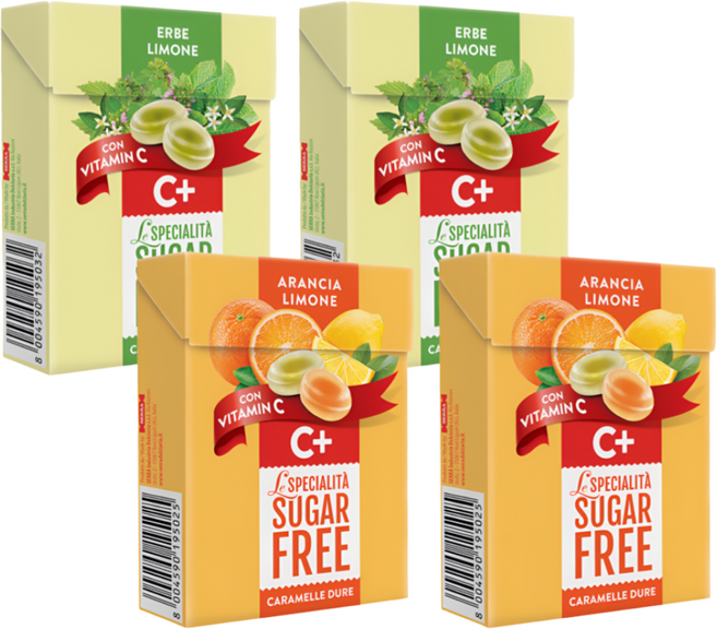 세라 슈가프리 비타민C 오렌지&레몬+레몬&허브 캔디 2종세트 클릭박스 무설탕 과일캔디, 1세트, 200g