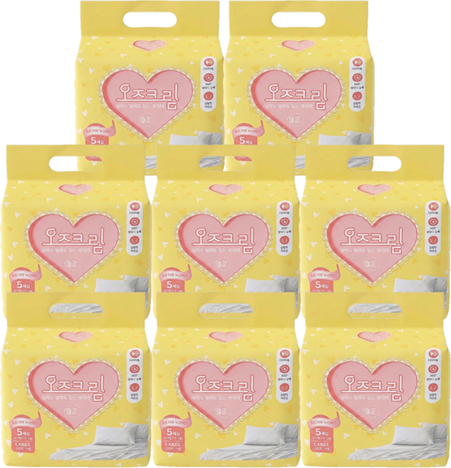 오즈크림 입는 오버나이트 스킨색 대형 8팩 40매 팬티형 생리대 식약처인증, 8개, 5매