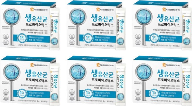 륬뒈리 루테리 유상균 김치유산균 신바이오 스틱 틱스 써모필러스 스트렙토코커스 롱검 유신균 우상균 람노스 비피도박테리움 락토바실러스 가세리 유산균 락토코커스, 6세트, 30정