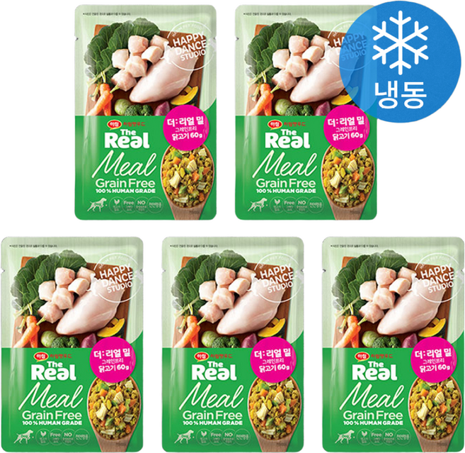 하림펫푸드 전연령 강아지 더리얼 밀 그레인프리 화식사료, 닭, 60g, 5개