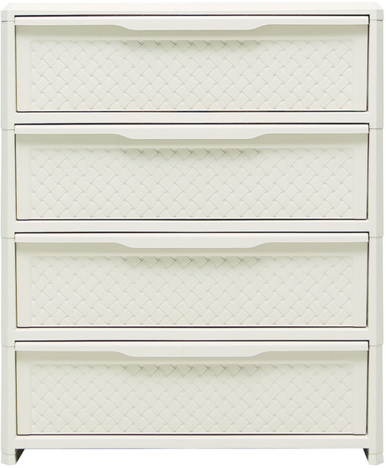 DSP 국내생산 슬림형/와이드형 라탄서랍장 (3단/4단/5단), 4개, 아이보리