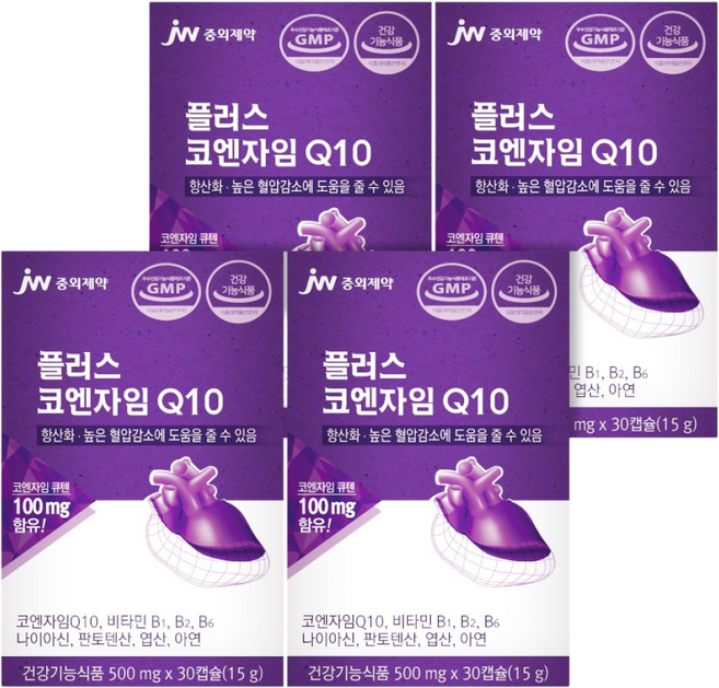 JW중외제약 플러스 코엔자임Q10, 30정, 4개