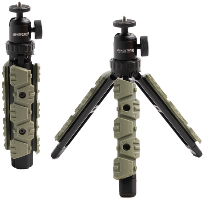아담아웃도어 밀리터리 스탠드 삼각대+볼헤드+교체파츠2개+파우치 구성 랜턴스탠드 랜턴거치대 조명거치대 미니삼각대, 1개, 그린(카키)