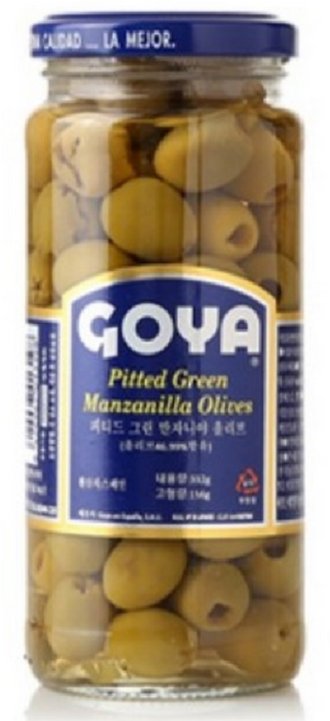 고야 피티드 그린 만자니야 올리브 절임, 1개, 332g