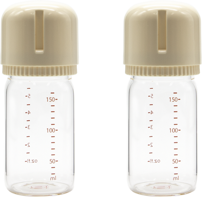 <트윈팩> 안심유리젖병 스페어보틀 (노꼭지) 2P, 2개, 160ml, 바닐라