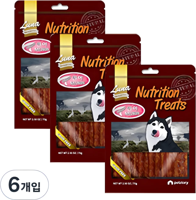 LunaHOLISTIC 강아지 뉴트리션 트리츠 간식 20p, 연어져키, 70g, 6개 - 쿠팡
