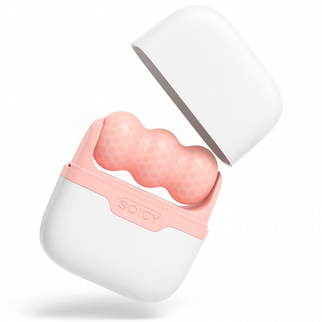 살레아 아이스롤러 얼굴 괄사 마사지기 V라인 얼굴붓기, 1개, 핑크