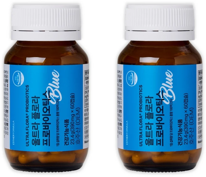 여에스더 울트라플로라 프로바이오틱스 블루 2병, 60정, 2개 - 쿠팡