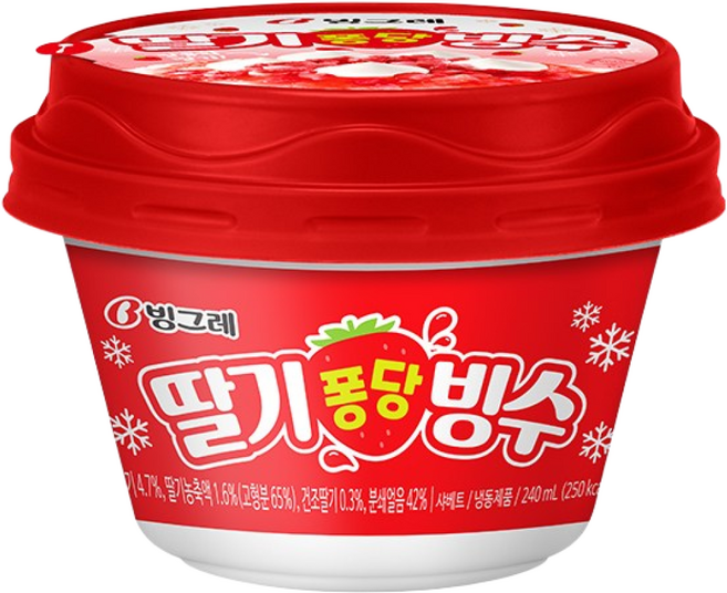 딸기 퐁당 빙수 12개입 시원한 스트로베리맛 과일 빙수 옛날아이스크림 간식용, 12개, 240ml