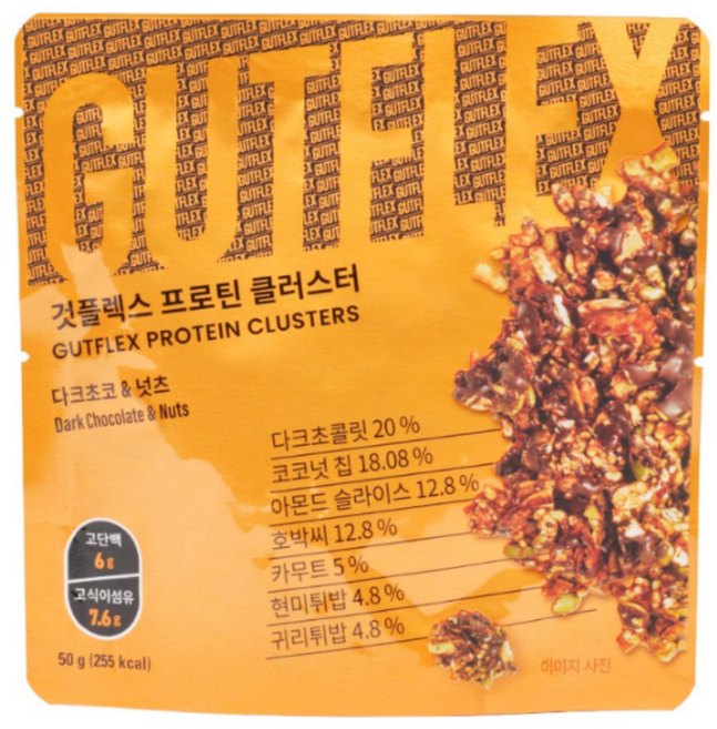 GUTFLEX 것플렉스 프로틴 클러스터 다크초코&넛츠 그래놀라, 10개, 50g