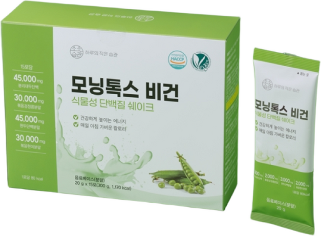 2+1 소소습관 모닝톡스 비건 식물성 단백질 쉐이크 한끼 식사대용 선식 미숫가루맛 곡물쉐이크, 45개, 20g