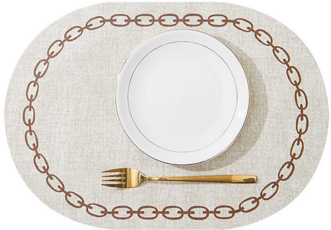 지안홈데코 클래식 가죽 방수 식탁매트 플레이팅매트, 타원귀리, 1개