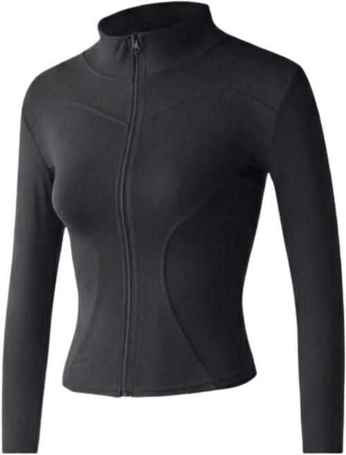 요가 크롭자켓 필라테스 집업 러닝 웨어 핑거홀 롱슬리브 반하이넥