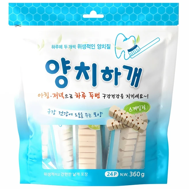 양치하개 강아지 덴탈껌 24p, 스케일링, 360g, 1개 - 쿠팡