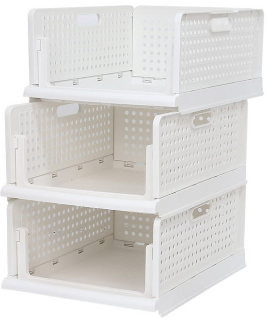 접이식 의류 정리대 대형, 3개, 화이트