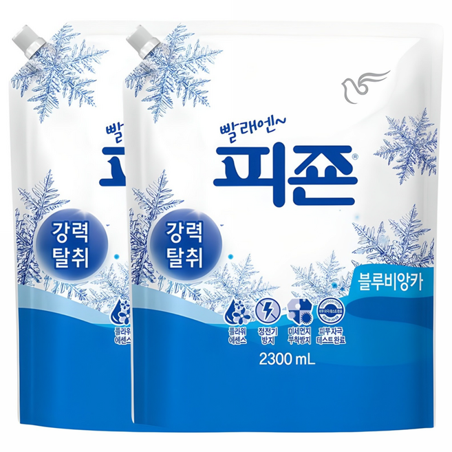 피죤 레귤러 섬유유연제 블루비앙카 리필, 2.3L, 2개