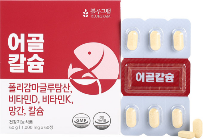 블루그램 어골칼슘 1 000mg x 60정 X 3개 + 1개 추가증정, 단품, 단품