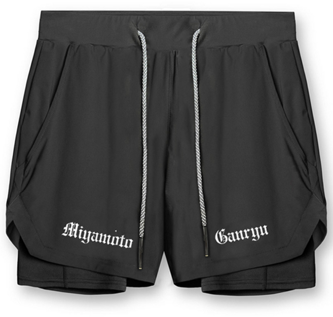 미야모토 간류 남성 투인원 레깅스 반바지 스쿼트 팬츠