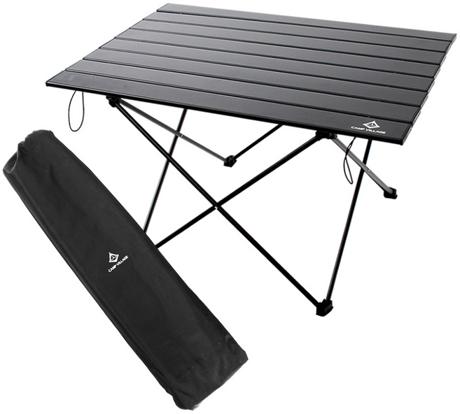 캠핑 초경량 알루미늄 접이식 롤테이블, 블랙