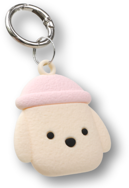 코지박스 에어태그 케이스 충격흡수 캐릭터 키링 홀더, 1개, 화이트 퍼피