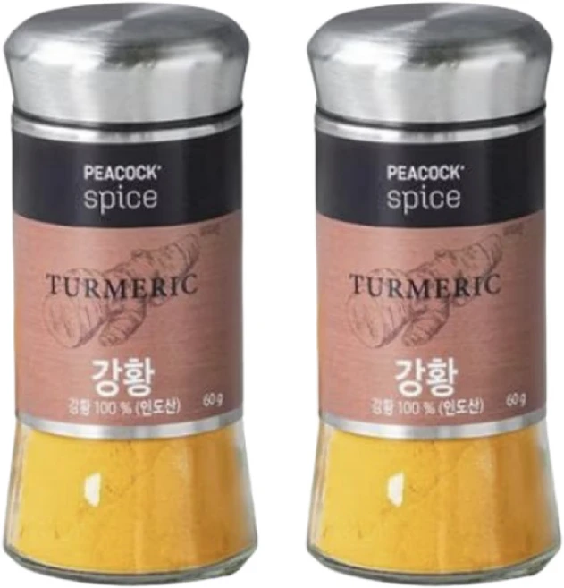 피코크 PEACOCK 강황 60g 인도산 육류 노린내 제거 카레 요리, 2개 - 쿠팡