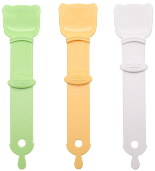 라라하우스 제니 슬라이딩 펫 간식 스푼, 그린+화이트+옐로우, 3개