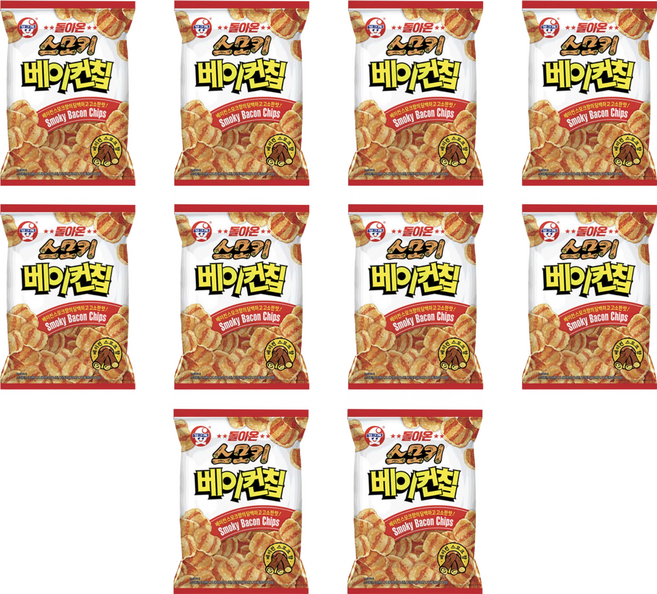 빙그레 스모키베이컨칩, 70g, 10개