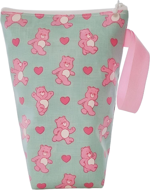 다용도 양치컵 물병 방수파우치, 민트핑크곰