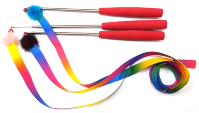 힐링타임 고양이 점프 3단 낚시대 무지개 리본 NH-0167, 랜덤발송, 3개