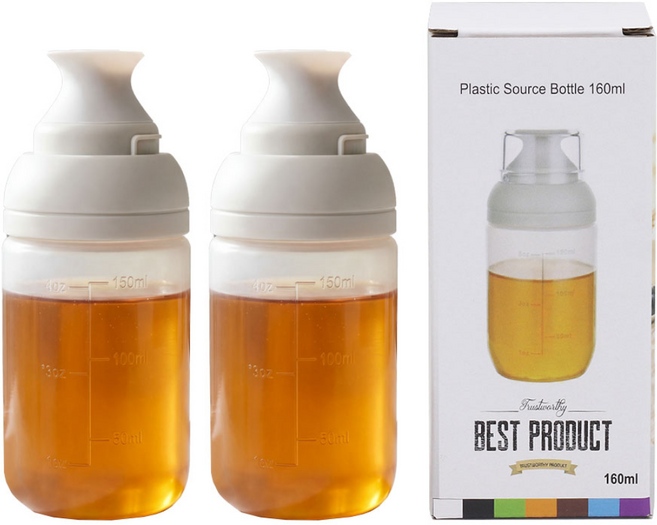 NHB 실리콘 허니디스펜서 양념통 소스통 시럽통 꿀소분, 2개, 160ml