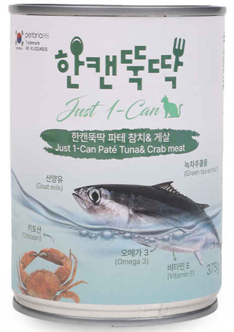 펫토리아 한캔뚝딱 고양이 파테 주식 간식 캔 대용량, 24개, 375g, 혼합맛(참치/게살)