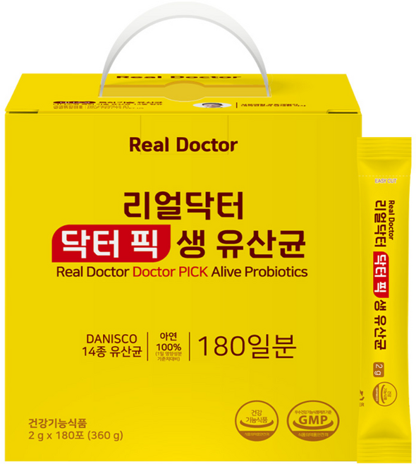 리얼닥터 닥터픽 생유산균 2g*180포 프로바이오틱스 신바이오틱스 다니스코 특허 14종 유산균 대장 비피더스균 4종 온가족면역유산균 남재현박사, 1박스, 180회분