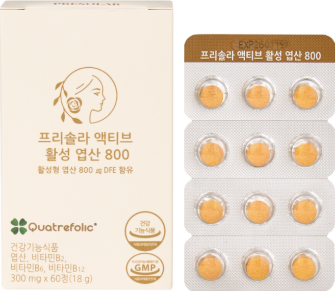 약사 설계 임산부 액티브 활성 엽산 800 2개월분, 1개, 60정