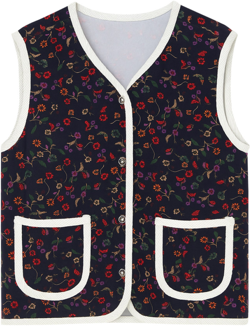 유니미스 여성 봄가을 플라워 조끼 베스트 엄마 할머니 옷