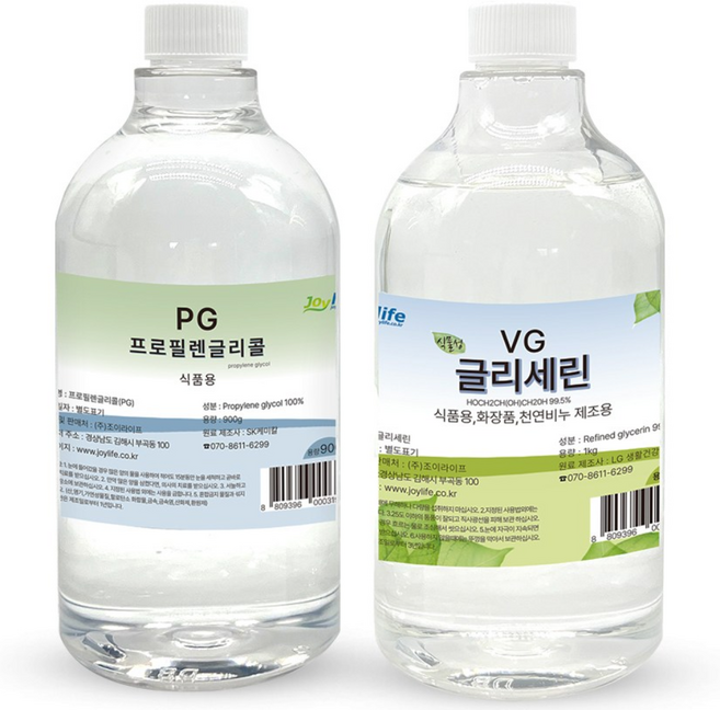 조이라이프 프로필렌글리콜 PG 900g + 식물성 글리세린 VG 1kg 세트, 1개