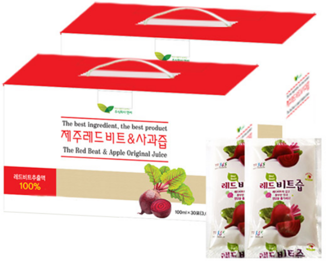 주식회사엔씨 제주레드비트 사과즙, 3L, 2개