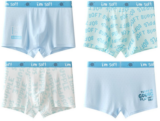 블리스8 부드러운 주니어 남아용 남학생 빅사이즈 사각 드로즈 팬티 4종세트