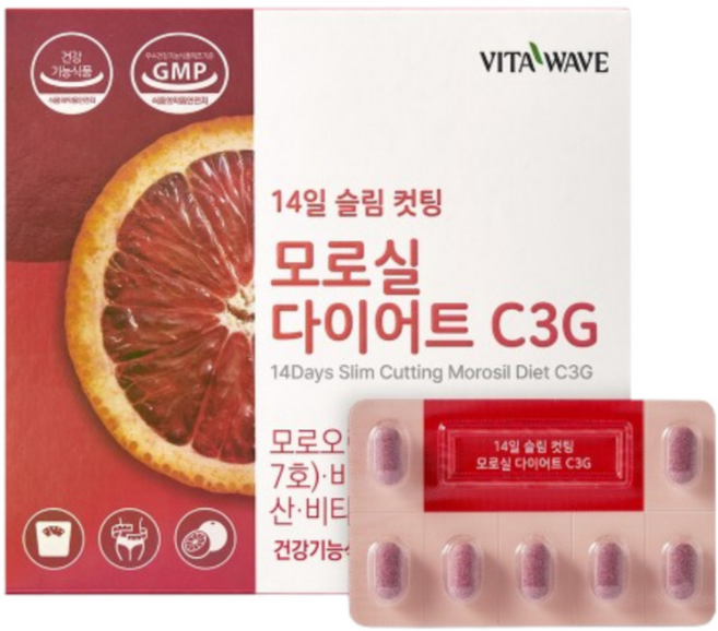 건강기능식품 모로실 다이어트 C3G 700mg 모로오렌지추출분말 400mg 갱년기 다이어트, 1박스, 14정