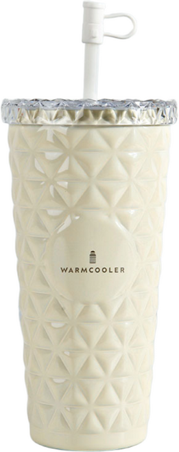 웜쿨러 보온보냉 대용량 콜드컵 스트로우 텀블러, 1개, 700ml, 크림