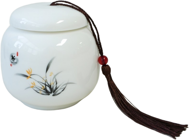 현관 소금단지 재물운 상승 백자 달 항아리 소금 단지 풍수 인테리어 미니 도자기, 난초, 1개