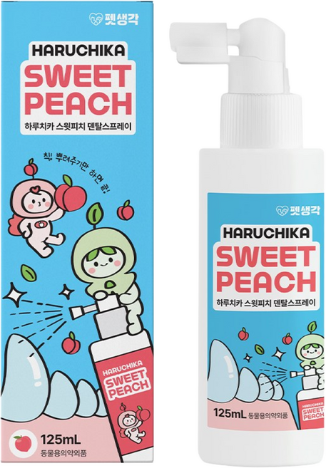 펫생각 강아지 뿌리는 치약 구강 청결제 복숭아향 구취 치석 입냄새 제거 3초 간편 치약, 1개, 125ml