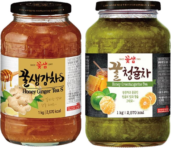 꽃샘 꿀생강차S 1kg +꿀청귤차 1kg, 1개