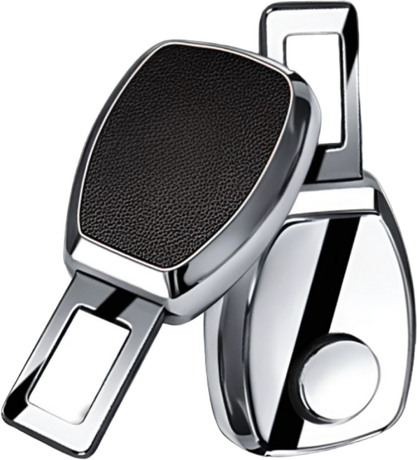 앙비 차량용 안전벨트 클립 경고 차단 가죽클립, 1세트, 1+1 연장클립 검정색