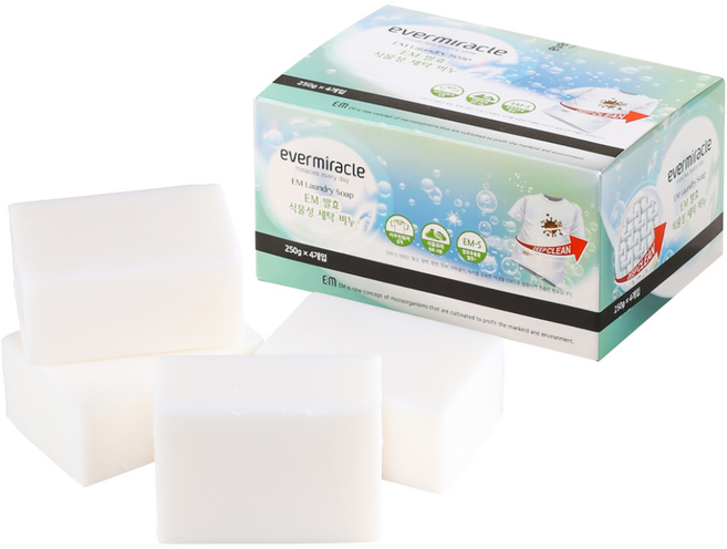 에버미라클 EM 발효 식물성 세탁비누, 250g, 4개