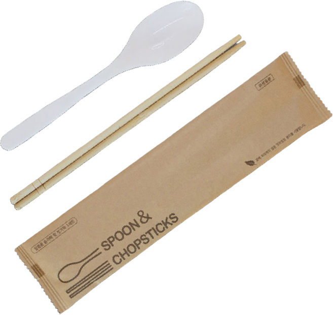 사자팩 일회용 누운수저세트 (수저+나무젓가락), 1개, 50개