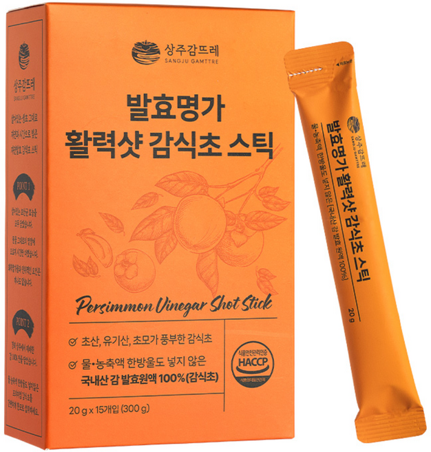 물 한방울 안 넣은 무설탕 활력샷 감식초 스틱 천연발효 원액 100%, 1박스, 300g