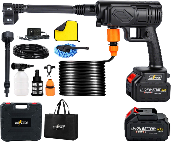 우스틴스 가정용 휴대용 충전 고압 무선 세차기 셋트, 1세트, 본품 + 배터리1개
