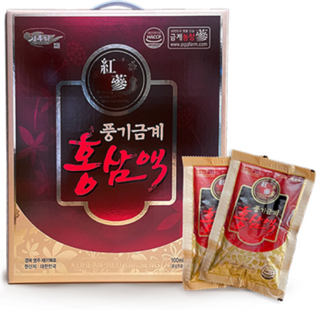 풍기인삼 홍삼액 사포닌 홍삼액기스 홍삼진액 6년근 홍삼100% (홍삼근90%+홍미삼10%) 100ml 60팩, 60개