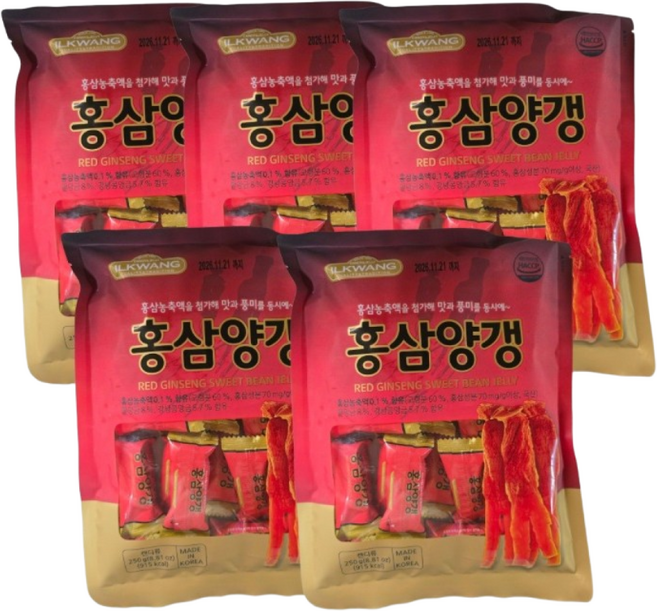 일광제과 홍삼양갱, 250g, 5개